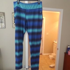 Blue and black striped leggings